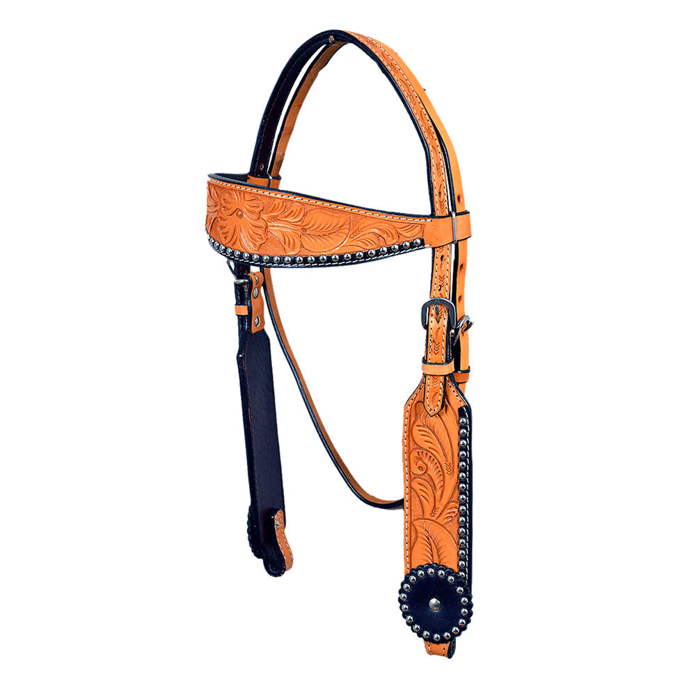 HILASON Western Horse Genuine Leather Headstall Breast Collar Saddle Tan