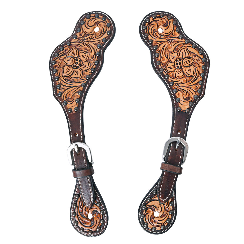 Bar H Equine Leather Spurs Straps for Adults - Western Womens Spur Straps for Horse Riding, Barrel Racing, Show, and Rodeo