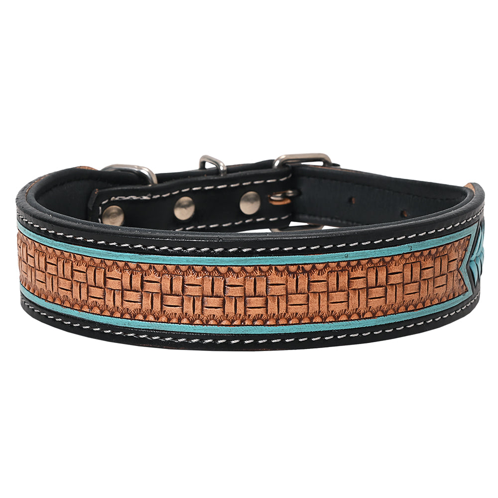HIlason Genuine Leather Dog Collar Hand Tooled