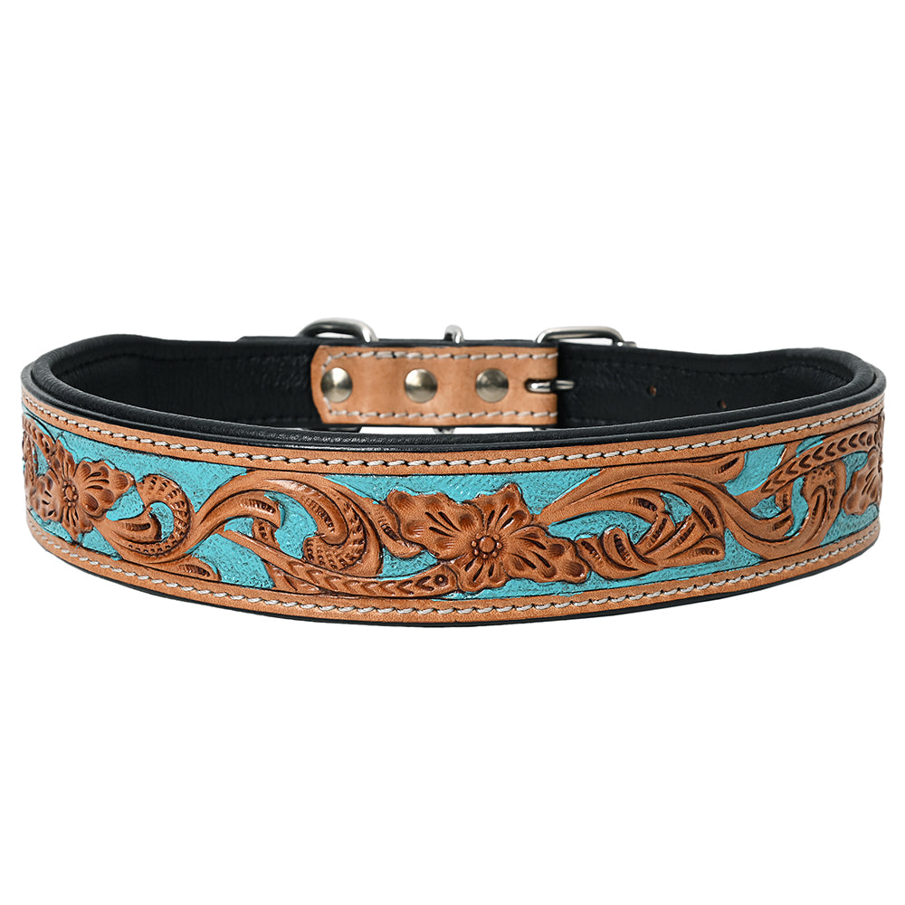 HILASON Western Genuine Leather Heavy Duty Dog Collar Floral Tooled