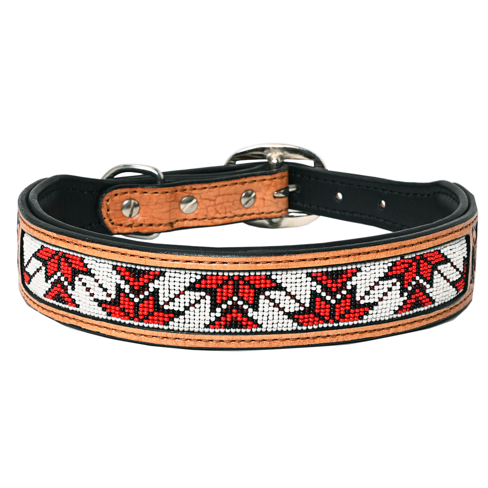 HILASON Western Style Beaded American Leather Pet Dog Collar