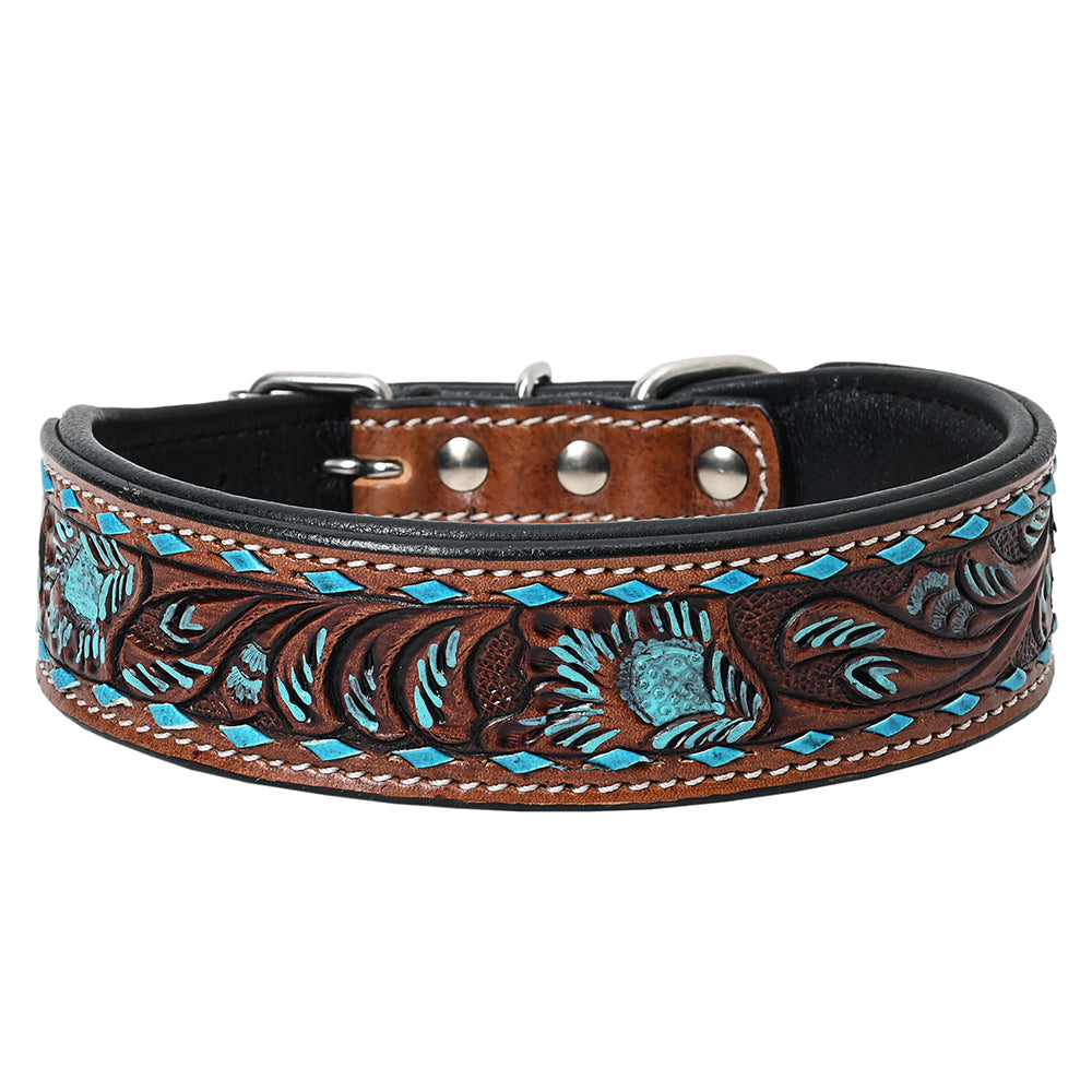 HILASON Western Genuine Leather Heavy Duty Dog Collar Floral Tooled