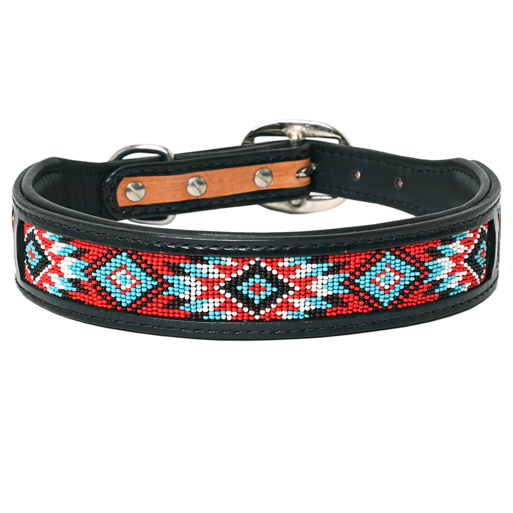 HILASON Western Style Beaded American Leather Pet Dog Collar