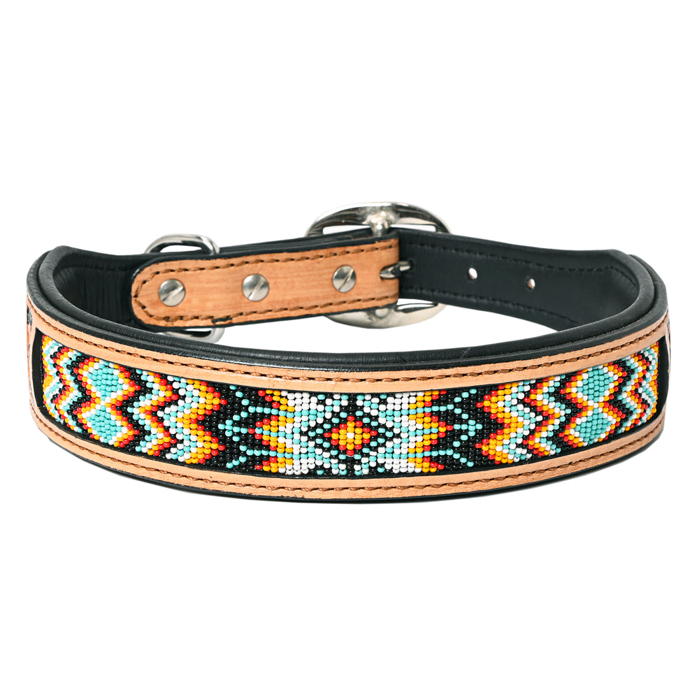 HILASON Western Style Beaded American Leather Pet Dog Collar