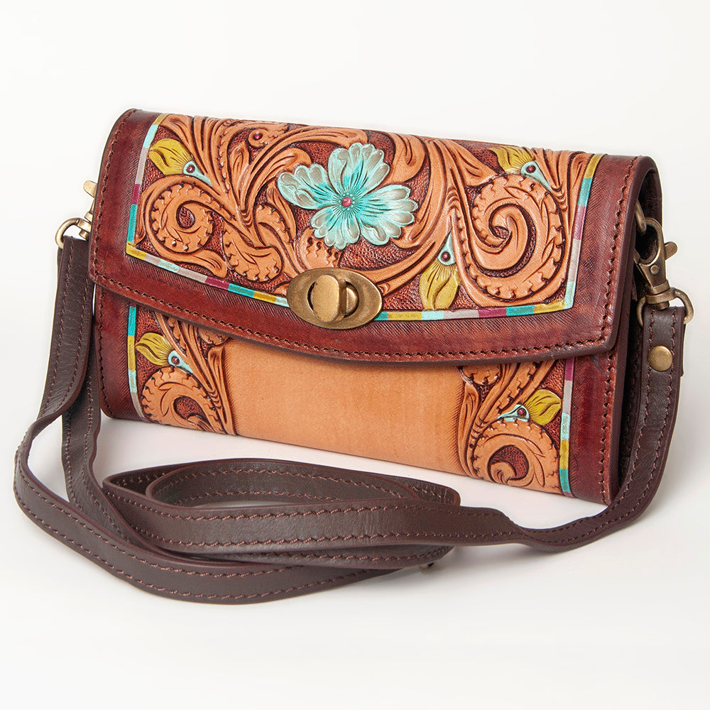 American Darling Wallet Hand Tooled Genuine Leather Women Bag Western Handbag Purse
