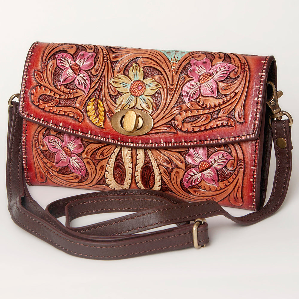 American Darling Wallet Hand Tooled Genuine Leather Women Bag Western Handbag Purse