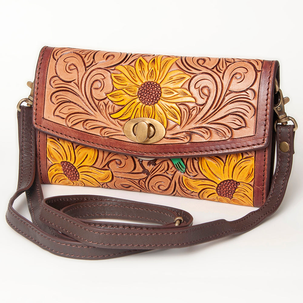 American Darling Wallet Hand Tooled Genuine Leather Women Bag Western Handbag Purse