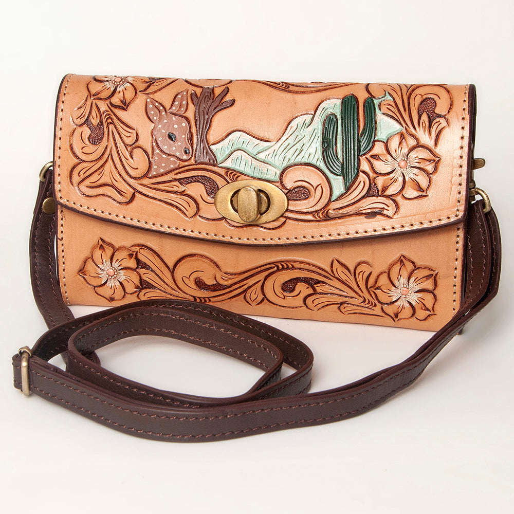American Darling Wallet Hand Tooled Genuine Leather Women Bag Western Handbag Purse