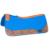 HILASON Western Wool Felt Horse Saddle Pad W/ Distressed Wear Leather Hand Tooled | for Horses