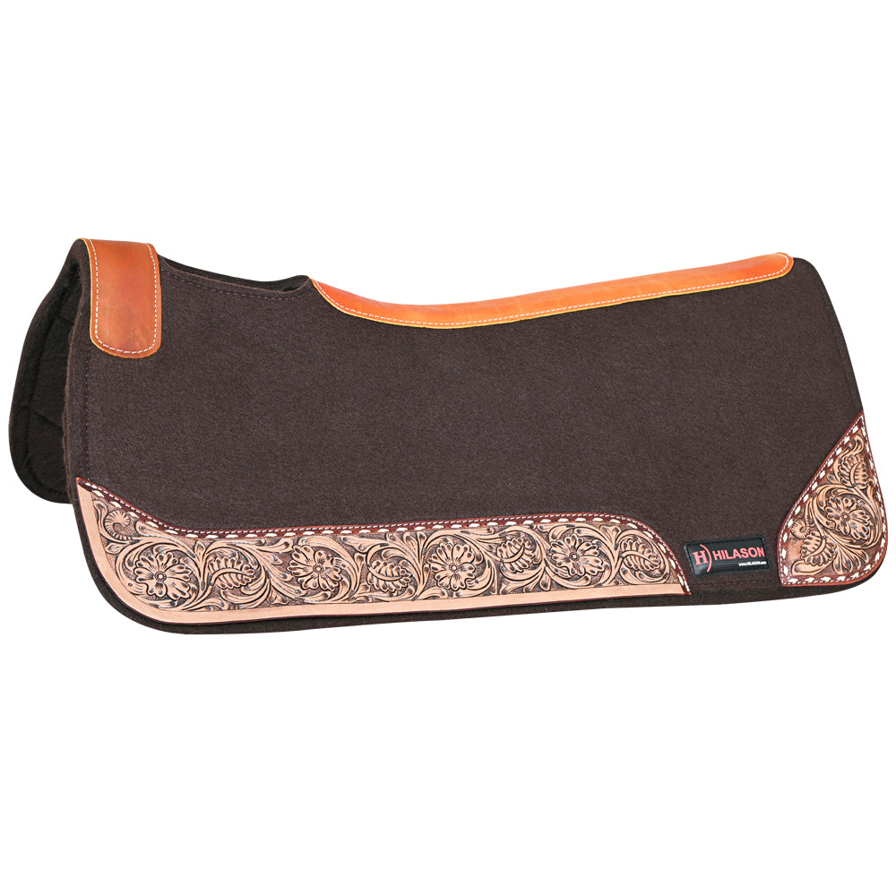 32" X 30" Hilason Horse Saddle PAD Western Contoured Wool Felt Moisture Wicking Brown