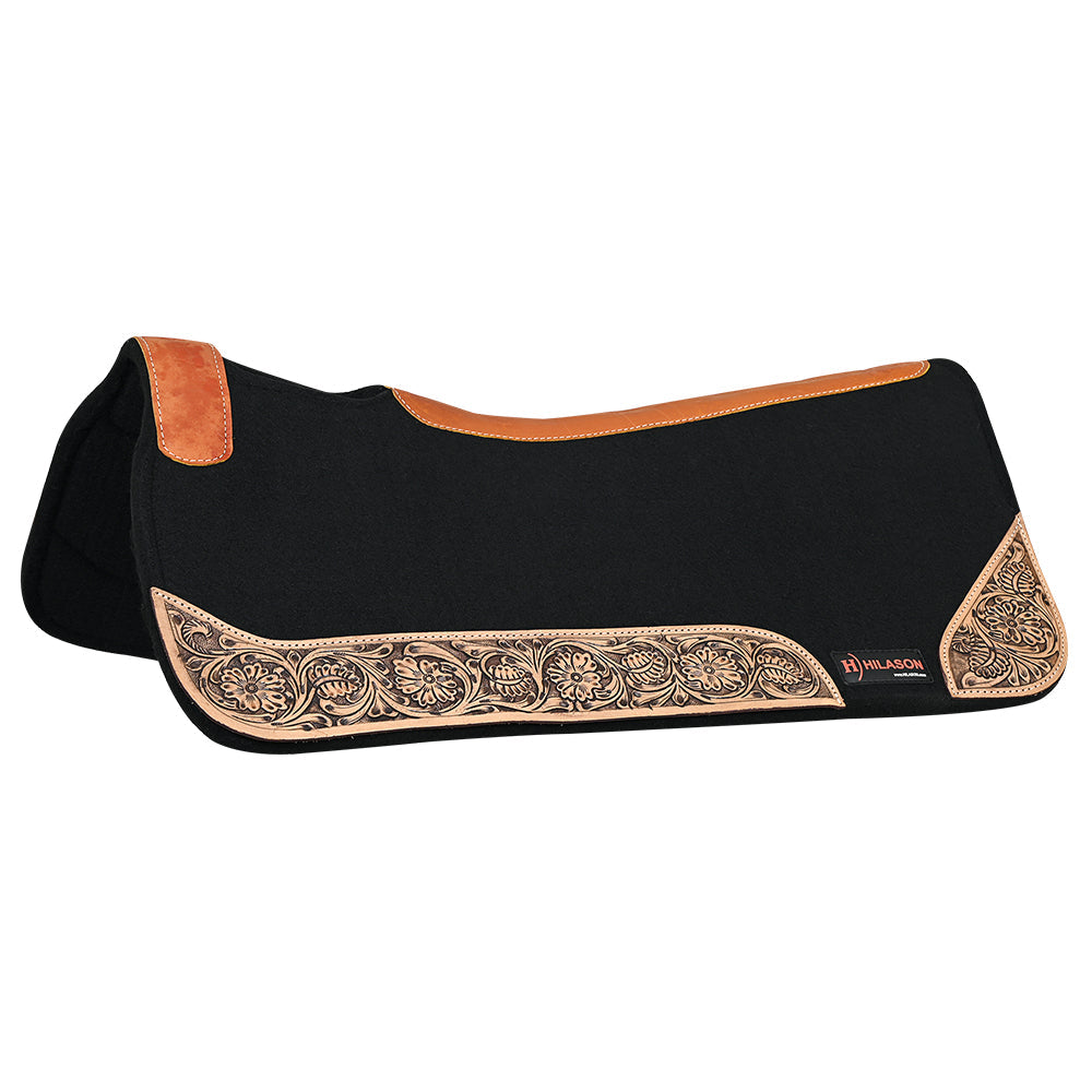 32" X 30" Hilason Horse Saddle PAD Western Contoured Wool Felt Moisture Wicking Saddle Pad Black
