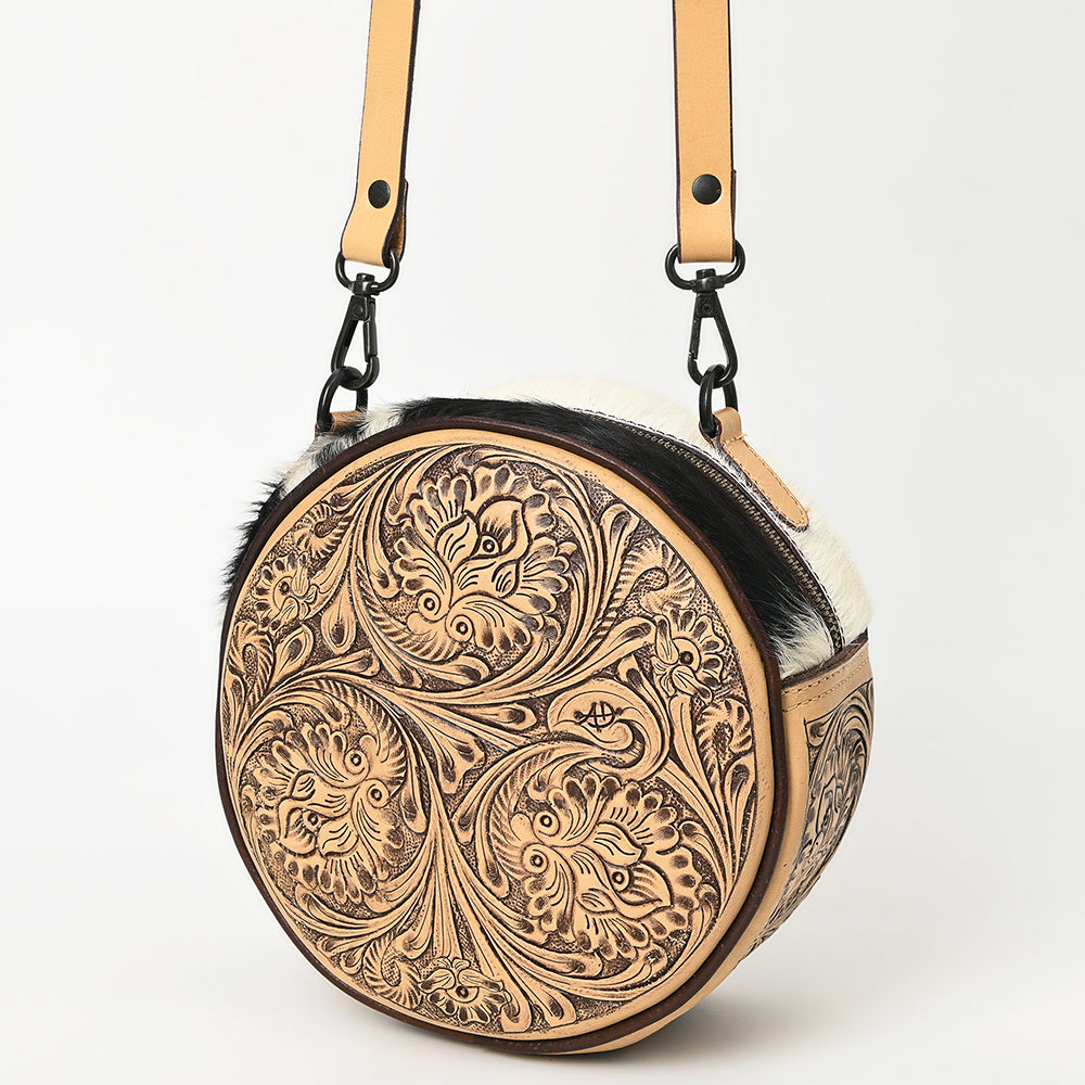 American Darling Canteen Bag Hand Tooled Hair on Genuine Leather Western Women | Handbag Purse