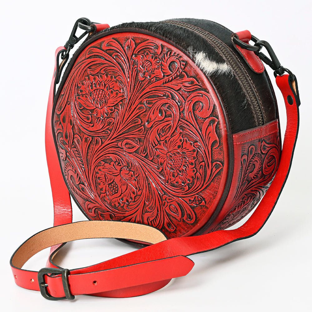 American Darling Canteen Bag Hand Tooled Hair on Genuine Leather Western Women | Handbag Purse