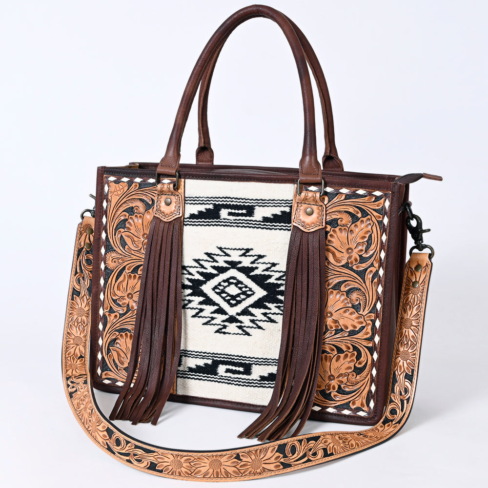 American Darling Briefcase Hand Tooled Hair On Genuine Leather Western Women Bag Handbag | for Cute Laptop