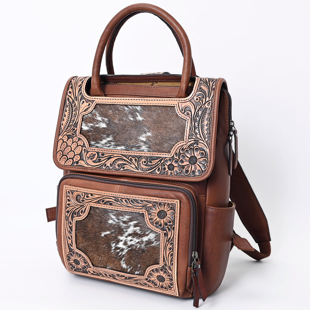 American Darling Western Leather Backpack – Genuine Crocodile Embossed and Hand-Tooled Floral Design, Adjustable Straps, and Spacious Interior