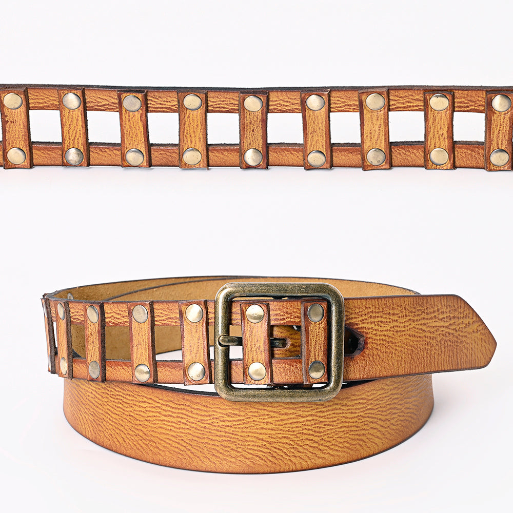 American Darling Beautifully Hand Tooled Tan Genuine Leather Belt Men and Women Western with Removable Buckle
