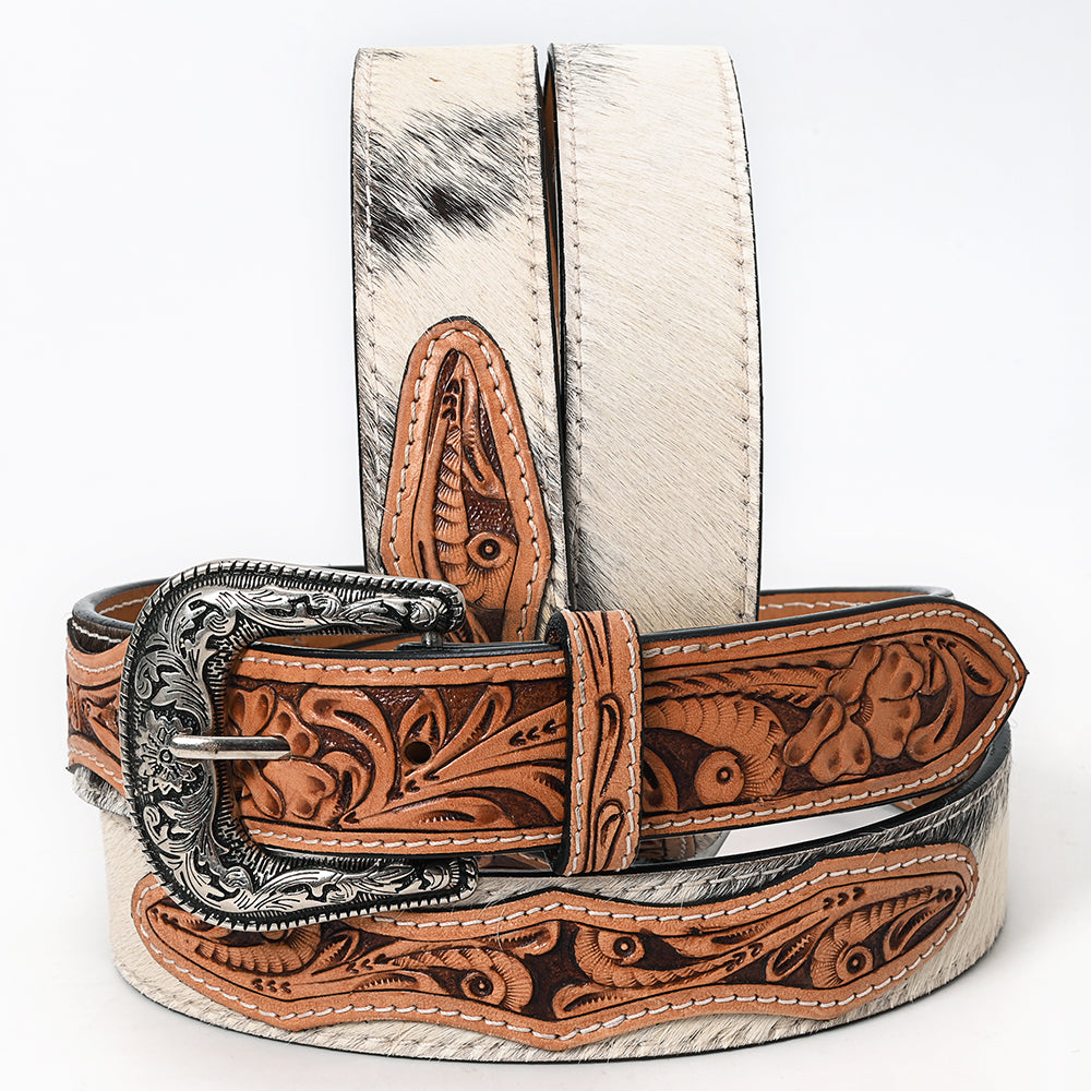 American Darling Beautifully Hand Tooled Tan Genuine Leather Belt Men and Women Western with Removable Buckle
