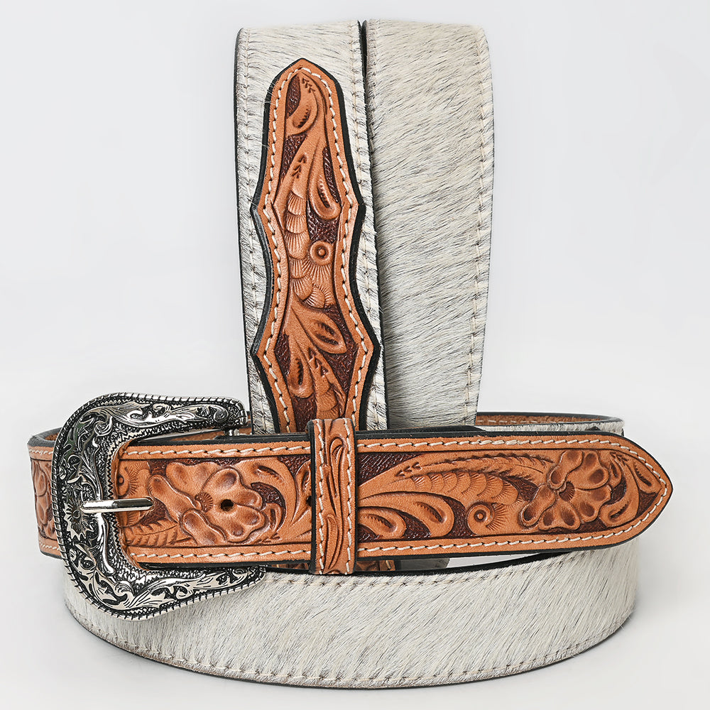 American Darling Beautifully Hand Tooled Tan Genuine Leather Belt Men and Women Western with Removable Buckle