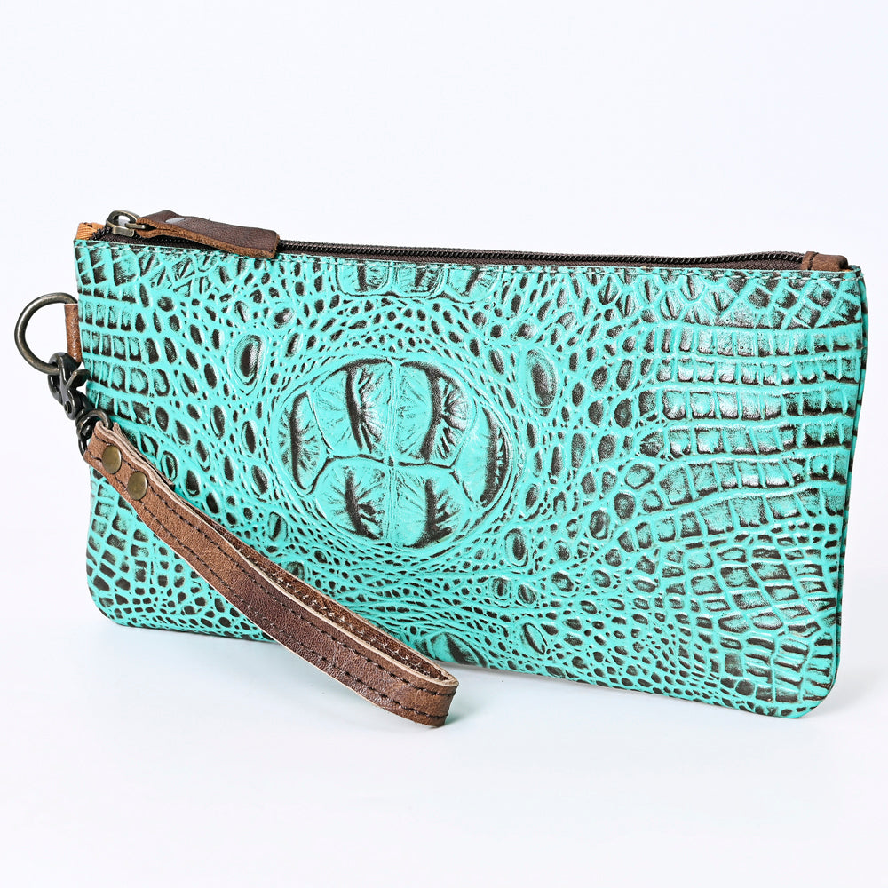 American Darling Wristlet Crocodile Embossed Genuine Leather Western Women Bag | Handbag Purse Travel Clutch