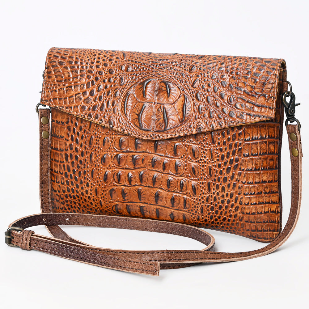 American Darling Envelope Crocodile Embossed Hair on Genuine Leather Western Women Bag Handbag Purse | for Cute