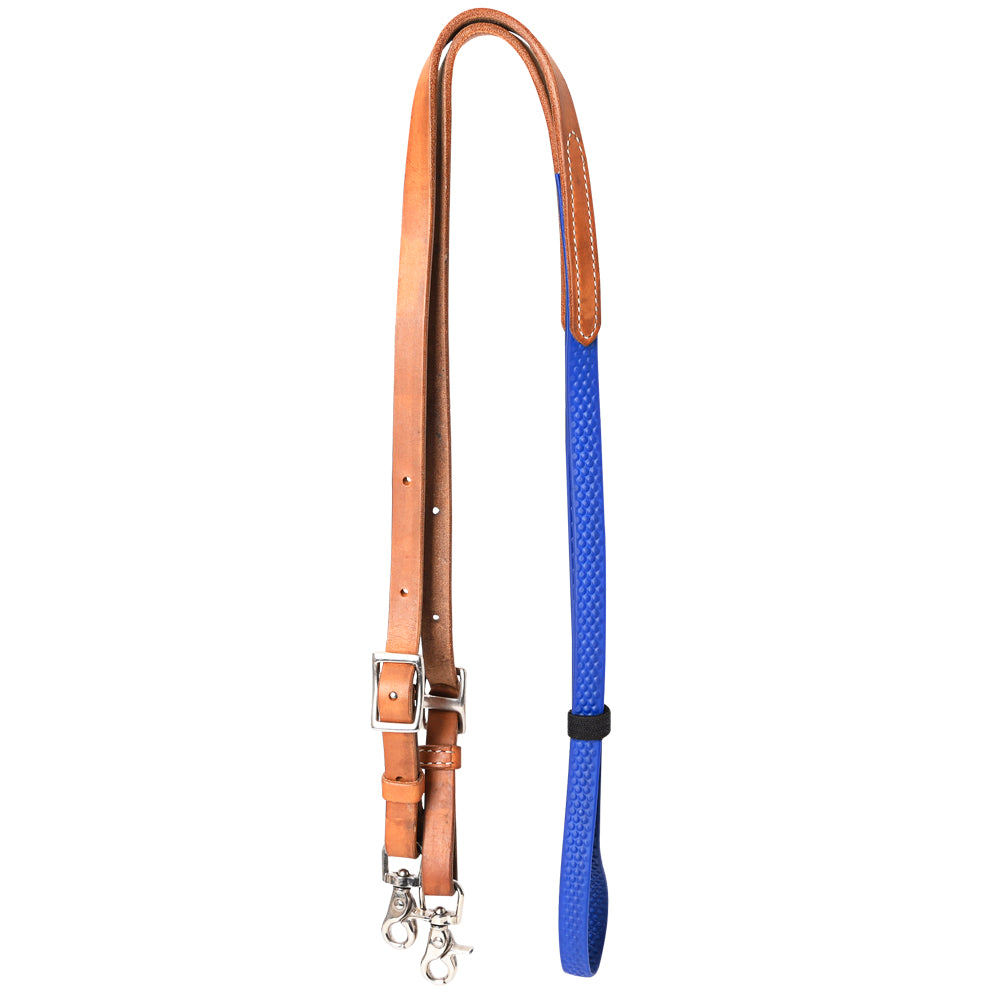 8 Ft Hilason Horse Western Leather Rubber Grip Barrel Split Reins