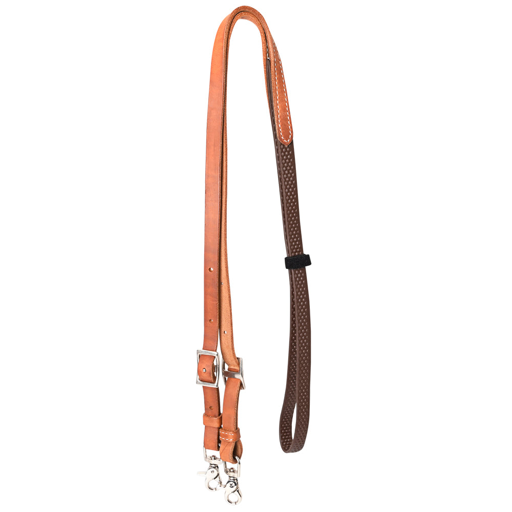 8 Ft Hilason Horse Western Leather Rubber Grip Barrel Split Reins