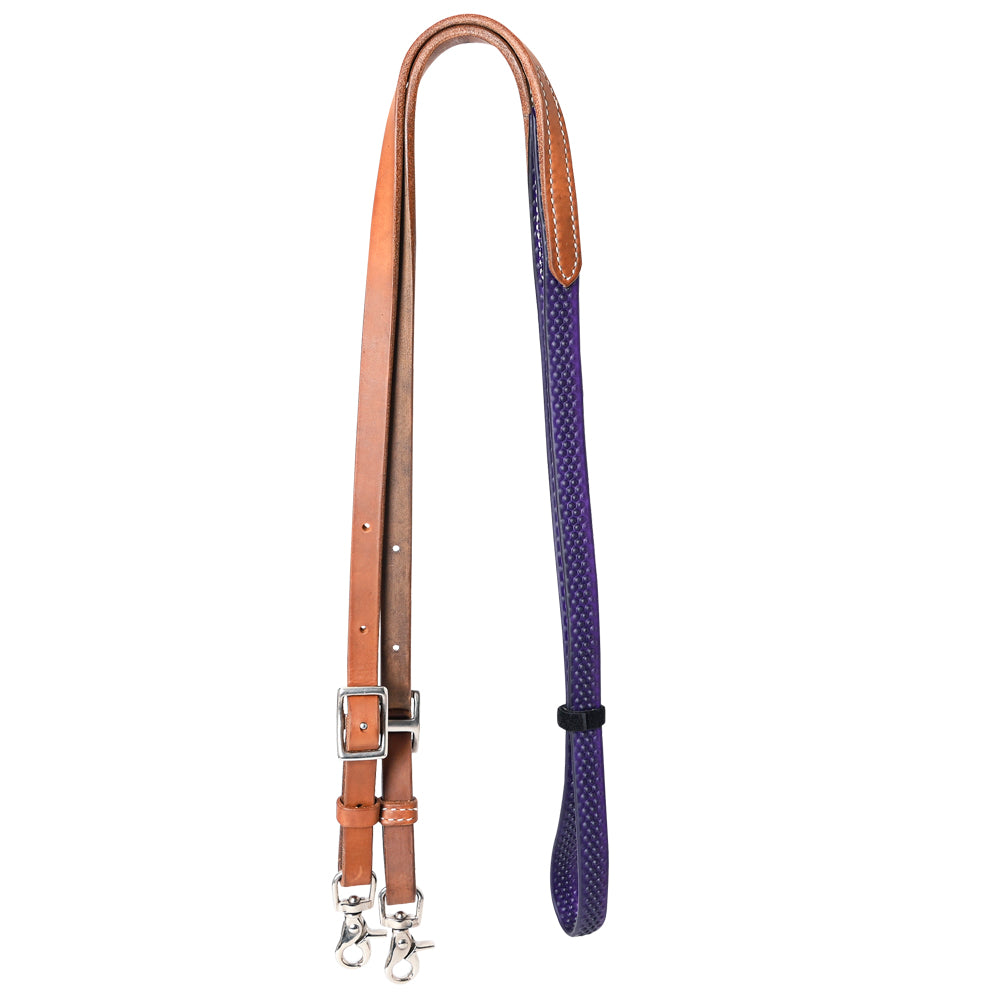 8 Ft Hilason Horse Western Leather Rubber Grip Barrel Split Reins