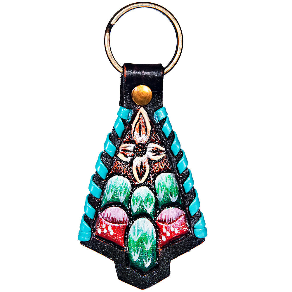 Hand Tooled Leather Key Chain Ring Handcraft Handmade Hilason