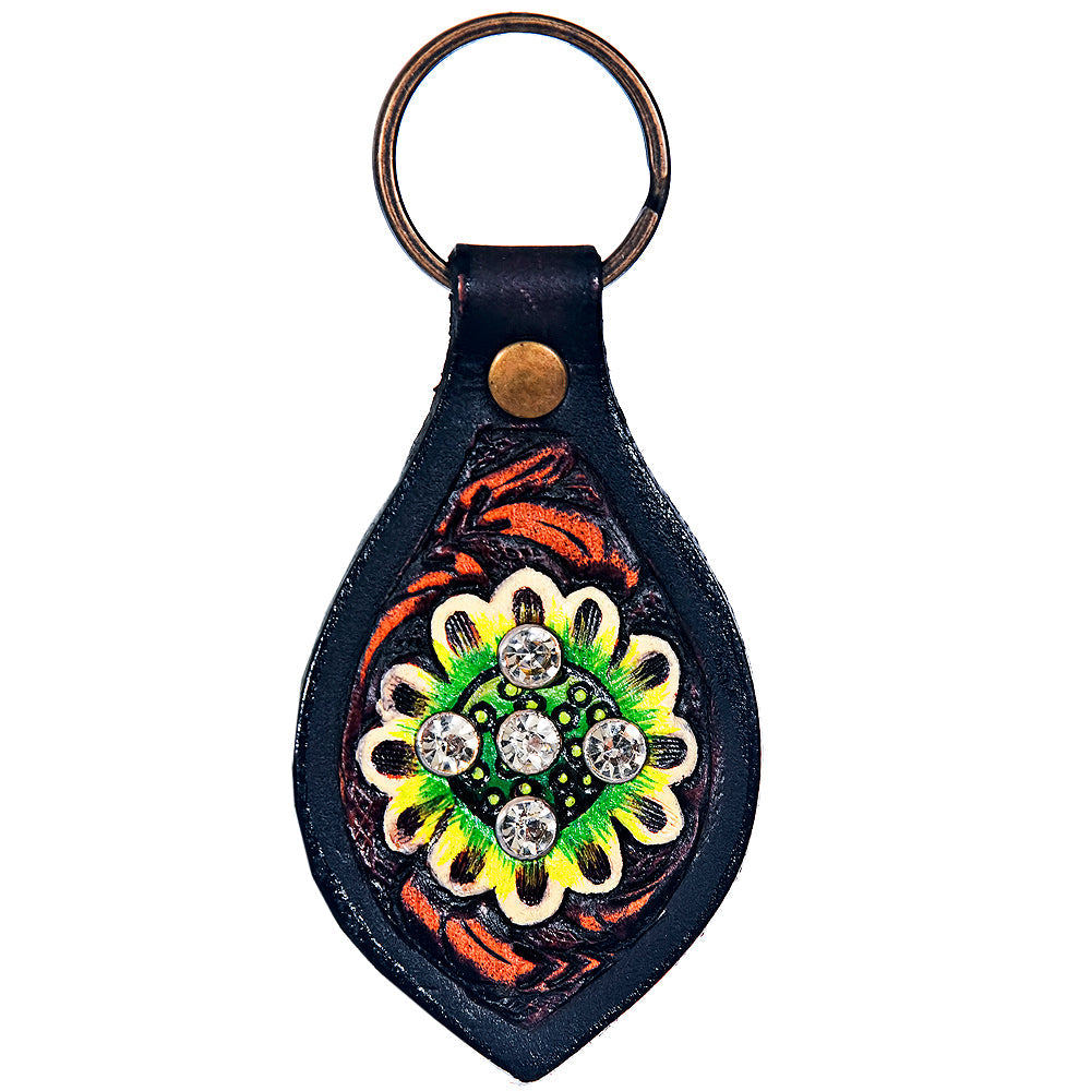 Hand Tooled Leather Key Chain Ring Handcraft Handmade Hilason