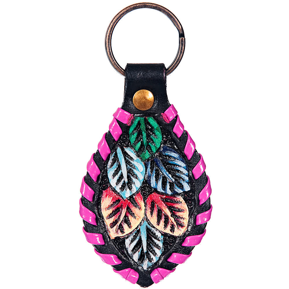 Hand Tooled Leather Key Chain Ring Handcraft Handmade Hilason