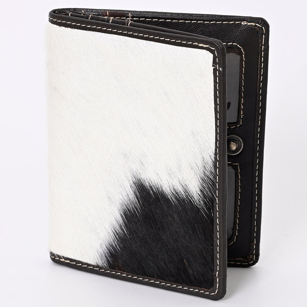 American Darling Card-Holder Western Hair-On Cowhide Genuine Leather Handcrafted Slim Bifold Wallet with ID Window