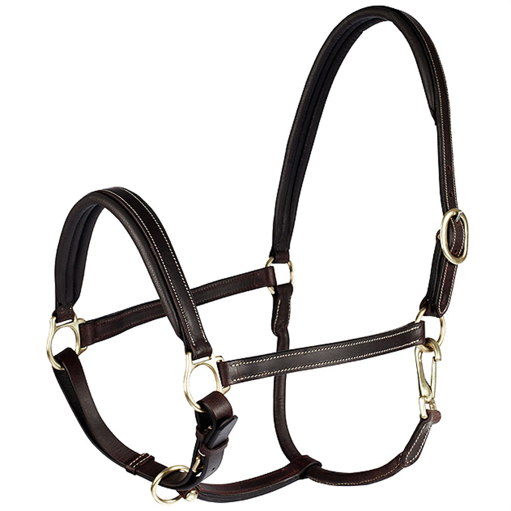 Horze Leather Largo Halter-Dark Brown-Extra Full