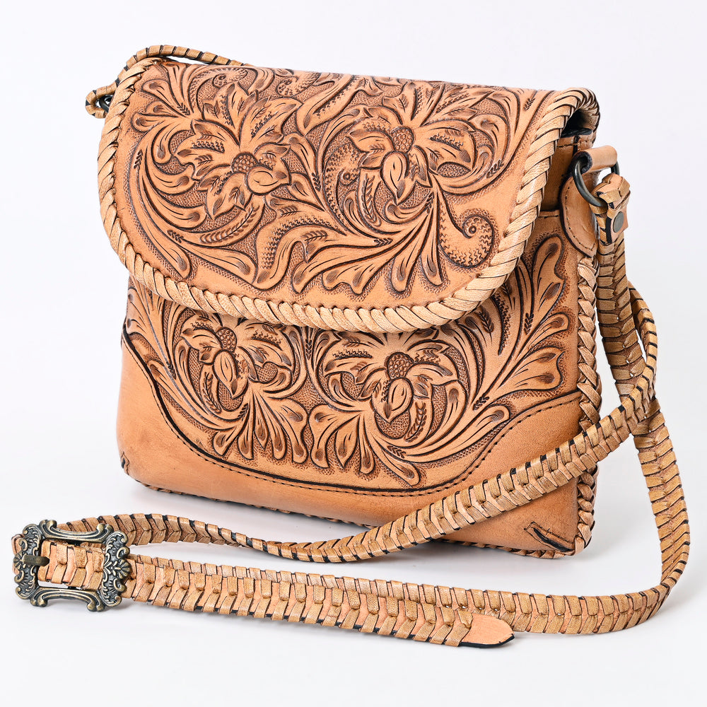 American Darling Western Leather Crossbody Bag – Handcrafted with Hand-Tooled Floral Carving, Genuine Leather, Durable and Stylish