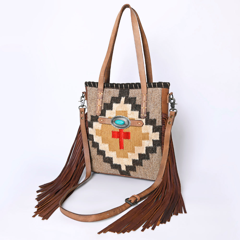 American Darling Western Leather Tote Bag with Fringe, Native American Inspired Design, Genuine Leather, Premium Quality Handcrafted