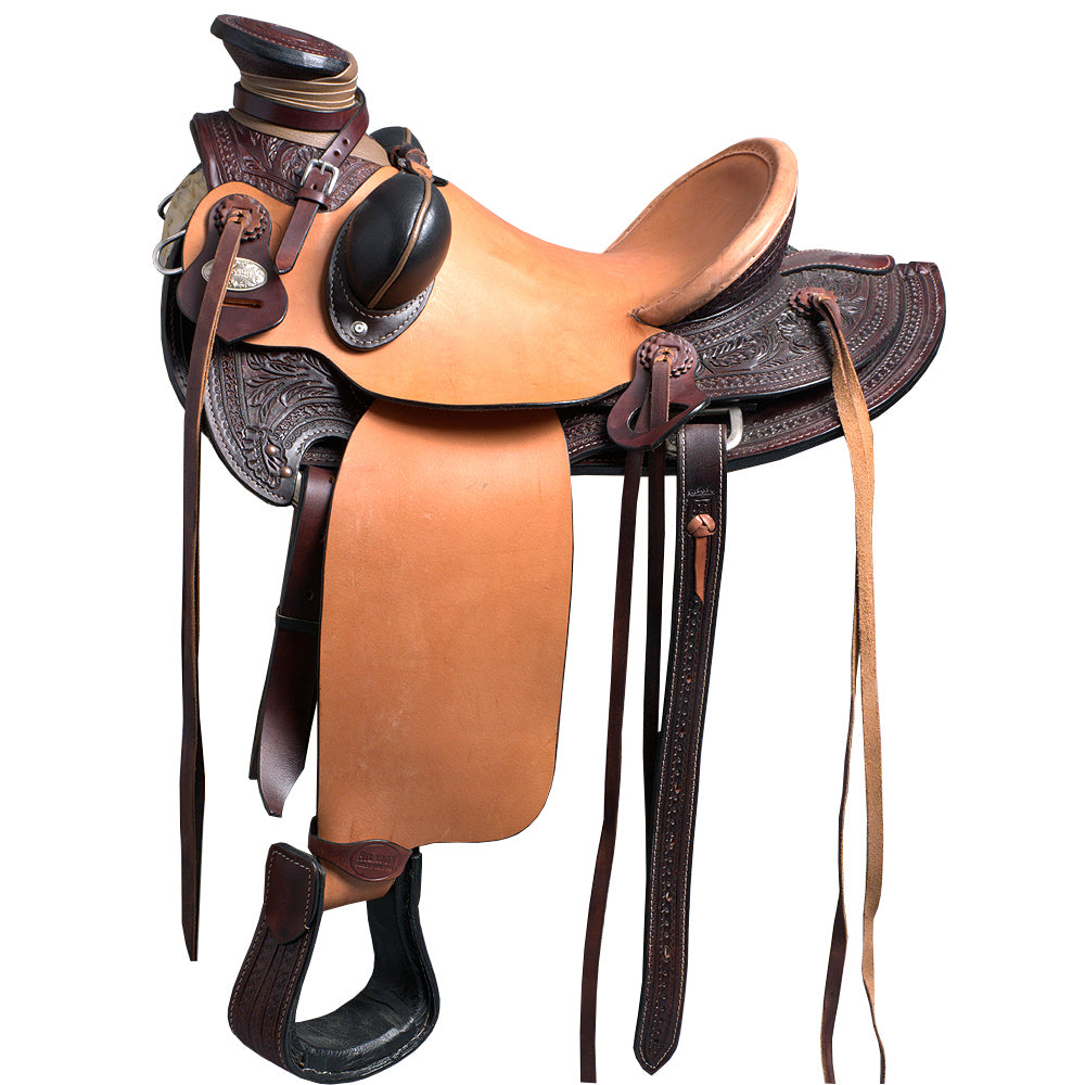 HILASON Western Horse Wade Saddle American Leather Ranch Roping Dark Brown | Hand Tooled & For Horses
