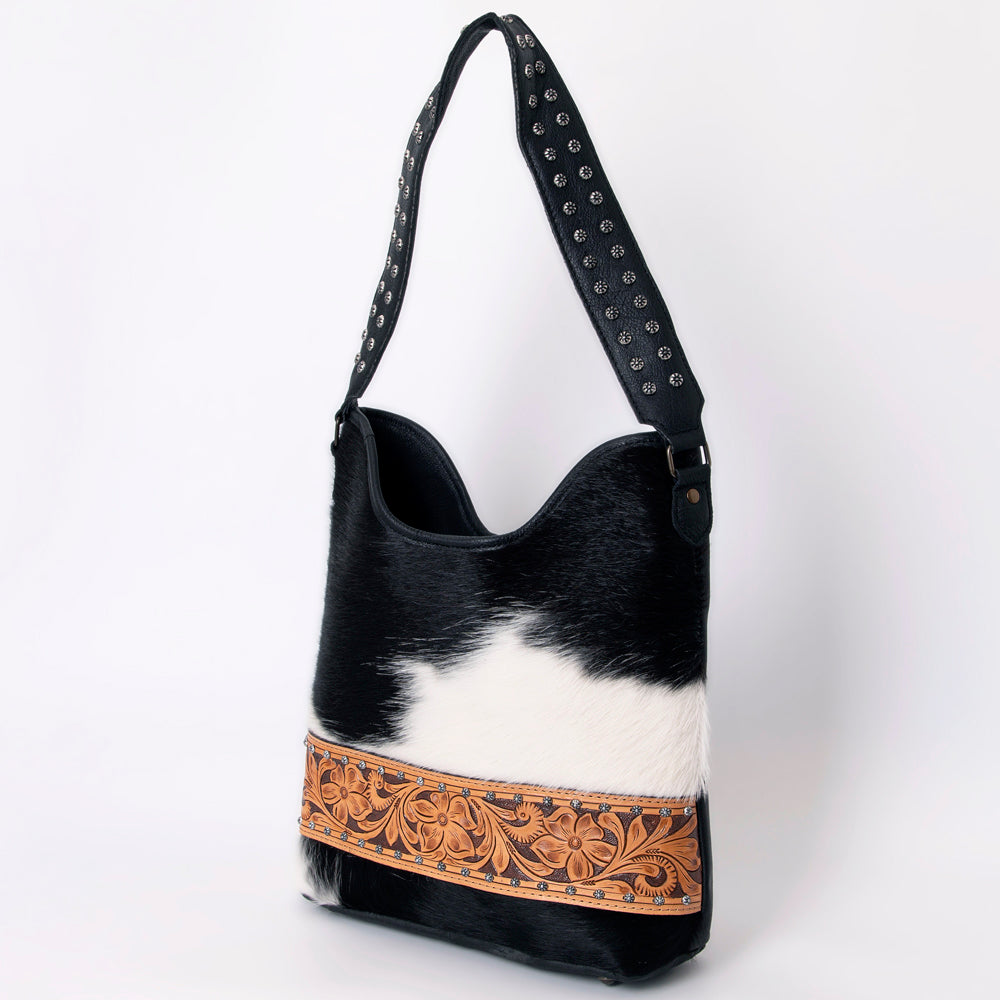 American Darling Handcrafted Cowhide Leather Hobo Bag with Tooled Floral Details - Western Luxe Fashion, Genuine Leather, Comfortable & Durable