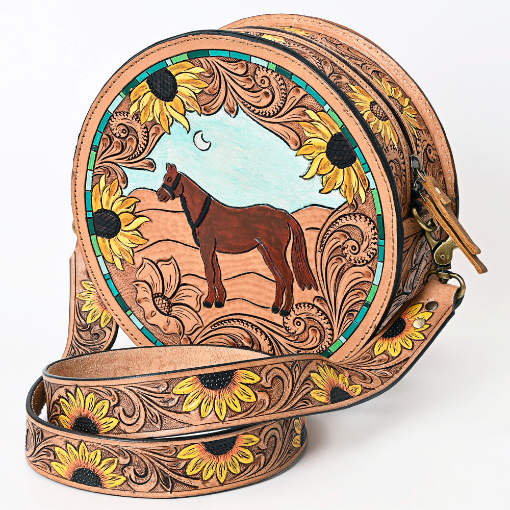 American Darling Canteen Bag Hand Tooled Genuine Leather Western Women | Handbag Purse Travel Clutch