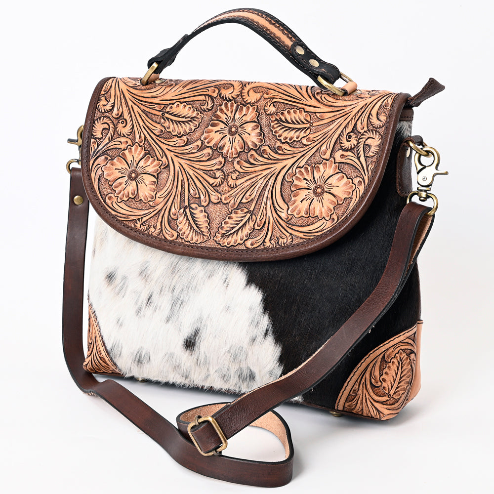 American Darling Messenger Hand Tooled Hair On Leather Western Women Bag Handbag Cute Laptop 9.5 (H) X 10.5 (W) 4.5 (D)