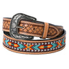 HILASON Western Genuine Leather Belt for Men Women Cowboy Cowgirl Handmade Unisex Full Grain Heavy Duty Tooled Beaded
