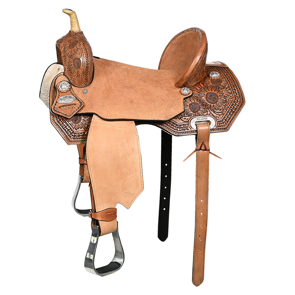 HILASON Flex Tree Western Horse Saddle in American Leather Barrel Trail | for Horses