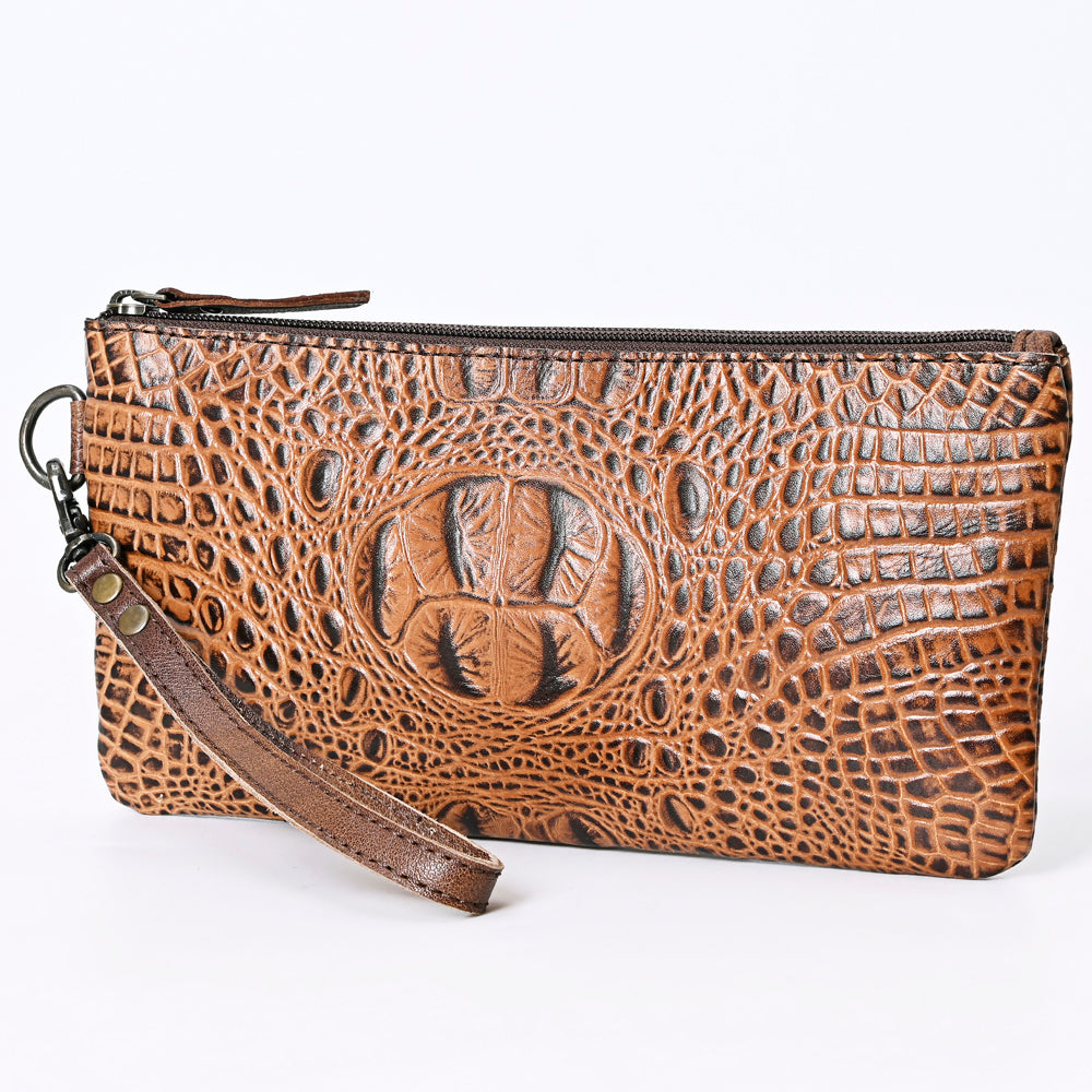 American Darling Wristlet Crocodile Embossed Genuine Leather Western Women Bag | Handbag Purse Travel Clutch