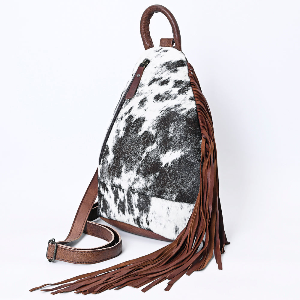 American darling Western Leather Sling Bag with Fringes, Hair-On Cowhide & Saddle Blanket  – Handcrafted, Stylish & Durable, Perfect for Everyday Use