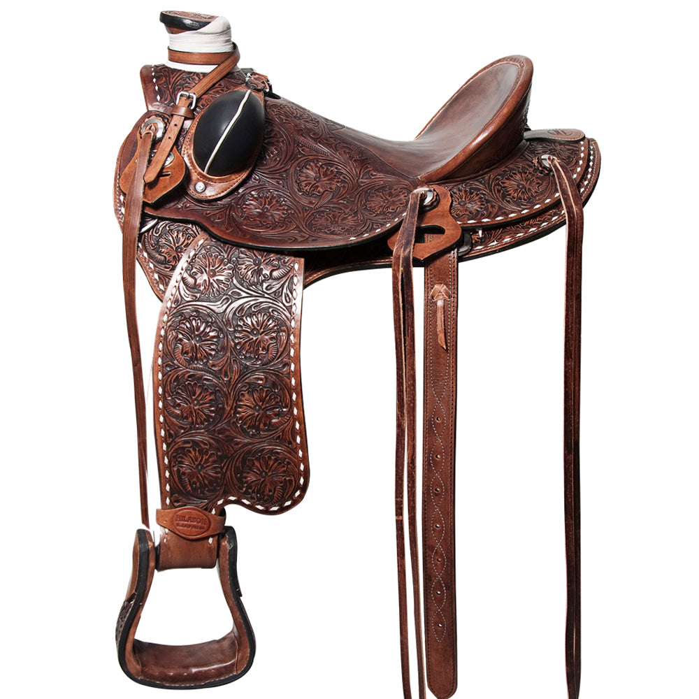 HILASON Western Horse Saddle American Leather Wade Ranch Roping Floral Brown | Hand Tooled & For Horses