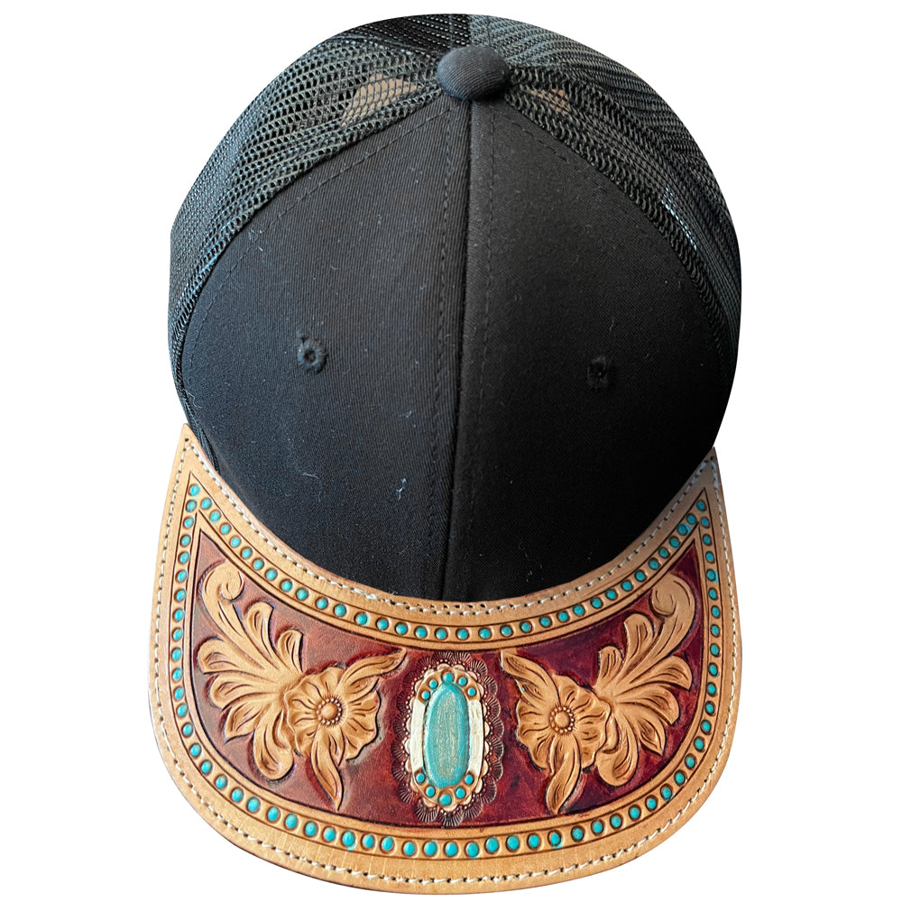 American Darling Men/Women Adjustable Cap With Leather On Visor Black | Vintage