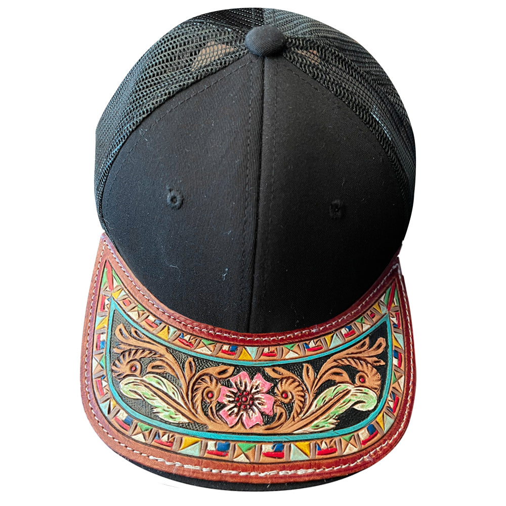 American Darling Men/Women Adjustable Cap With Leather On Visor Black | Vintage