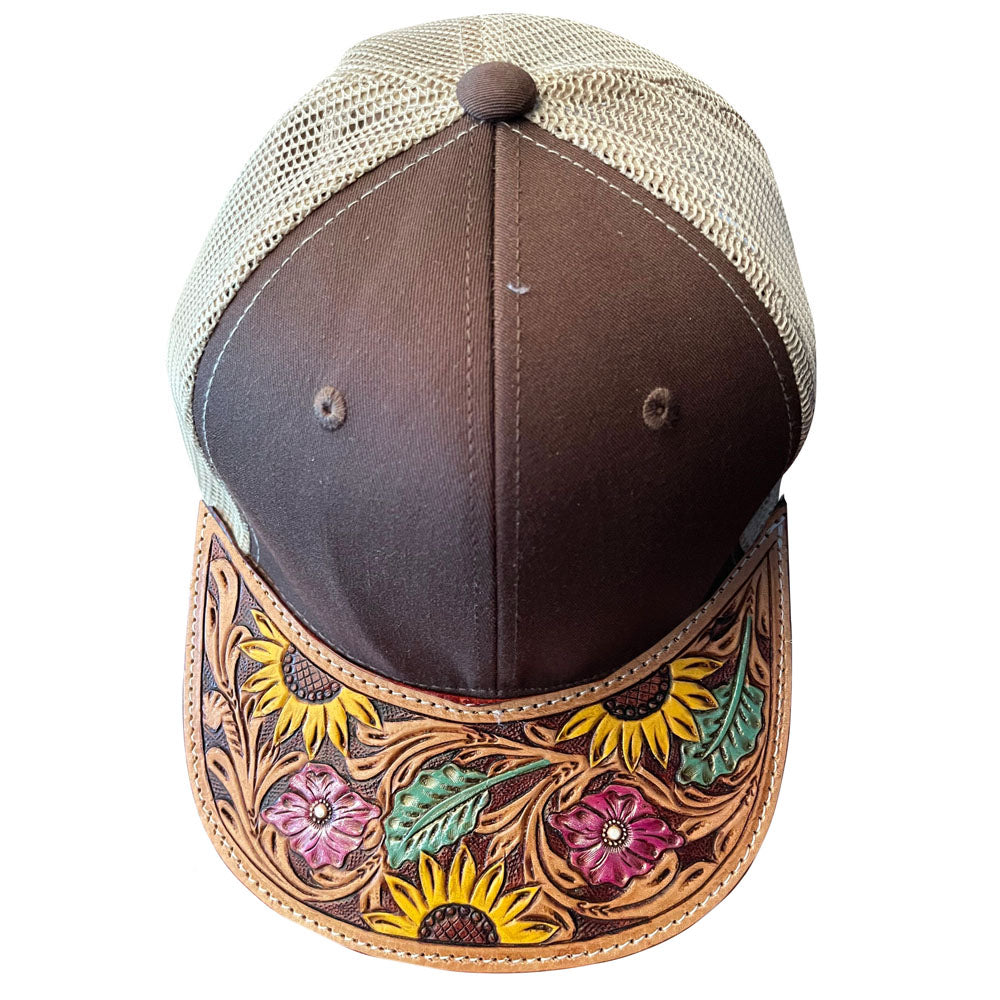 American Darling Men/Women Adjustable Cap With Leather On Visor Brown | Vintage