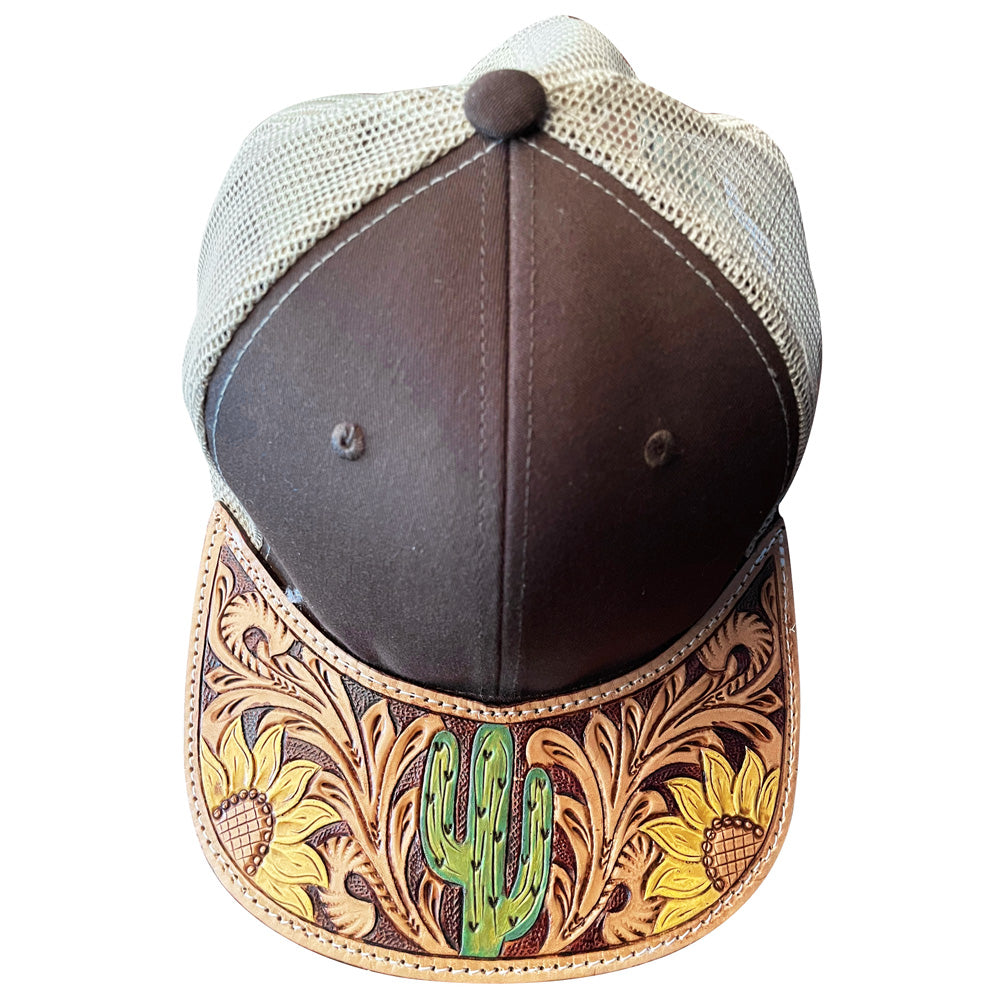 American Darling Men/Women Adjustable Cap With Leather On Visor Brown | Vintage