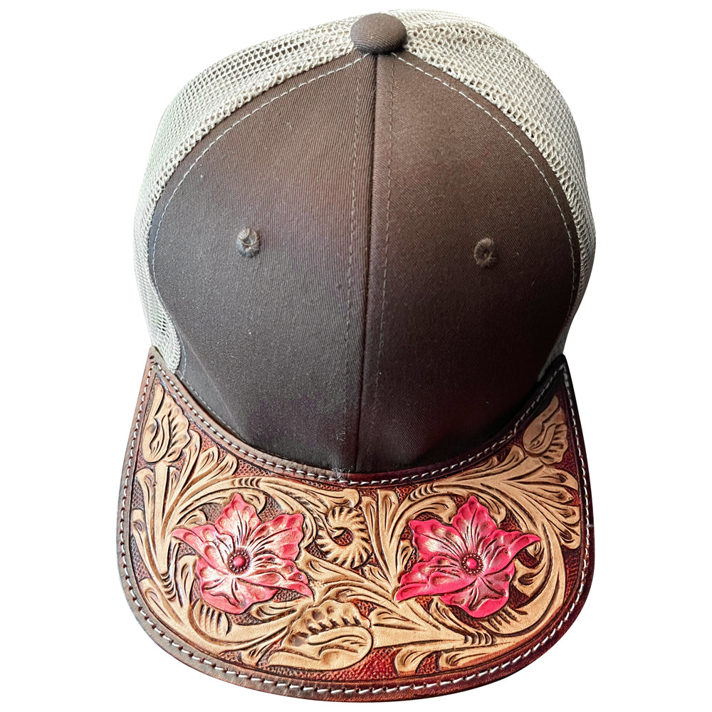 American Darling Men/Women Adjustable Cap With Leather On Visor Brown | Vintage