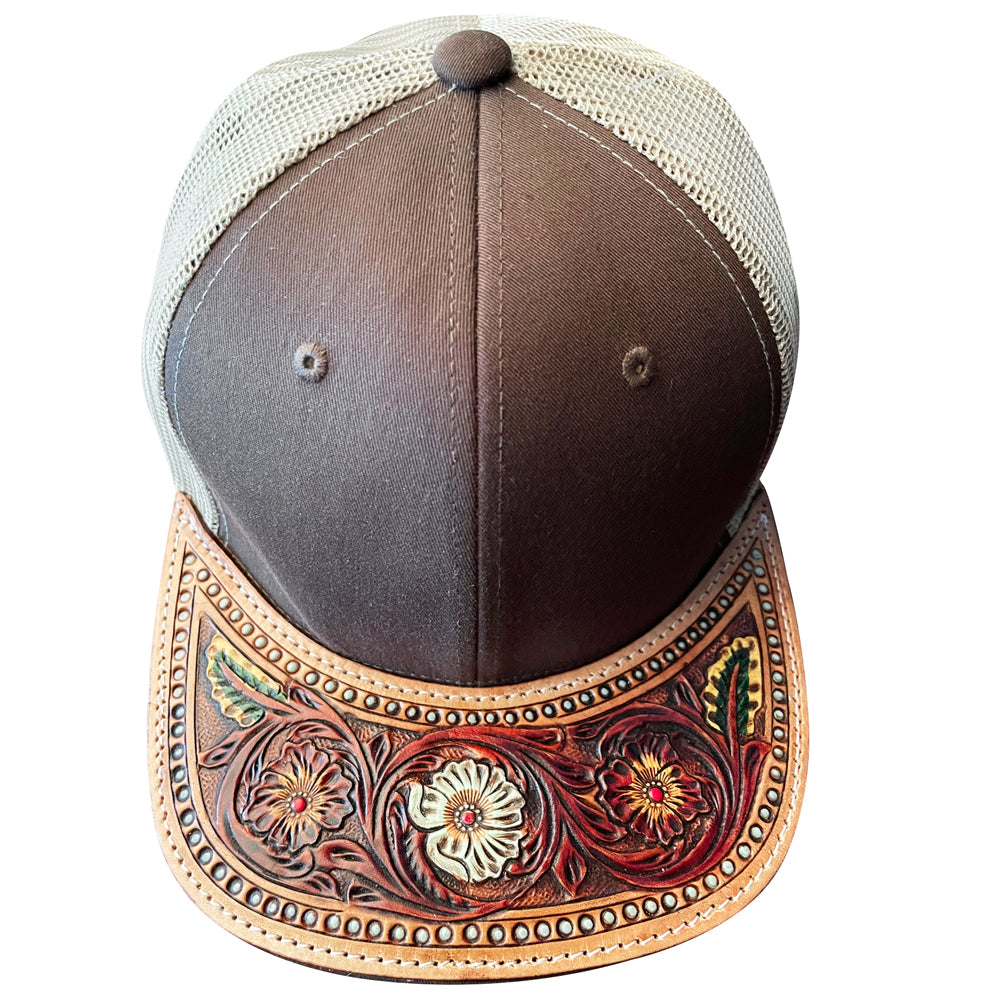 American Darling Men/Women Adjustable Cap With Leather On Visor Brown | Vintage