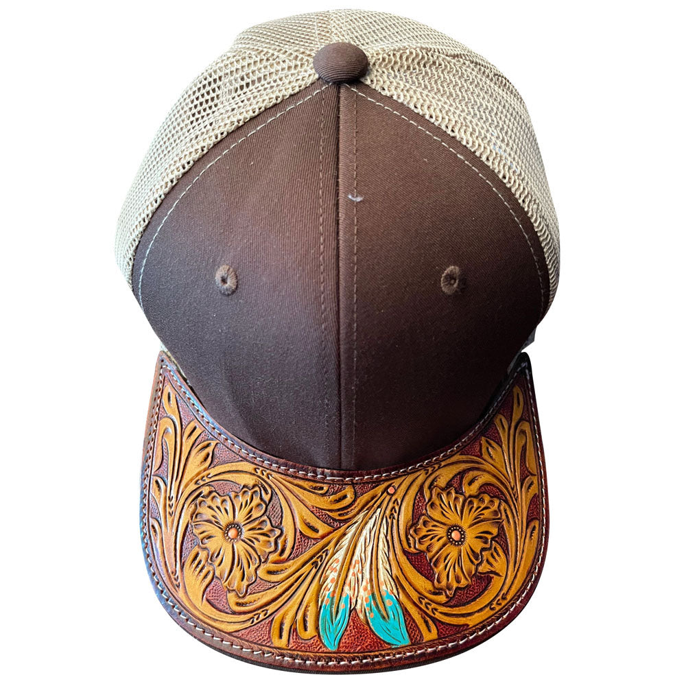 American Darling Men/Women Adjustable Cap With Leather On Visor Brown | Vintage